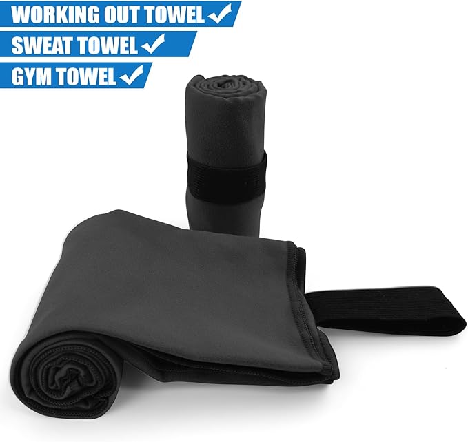 Microfiber Camping Towel Small Lightweight Quick Dry Towels for Gym Face Neck Body Sweat Golf Cycling Hiking (Black, 2 Pack S)