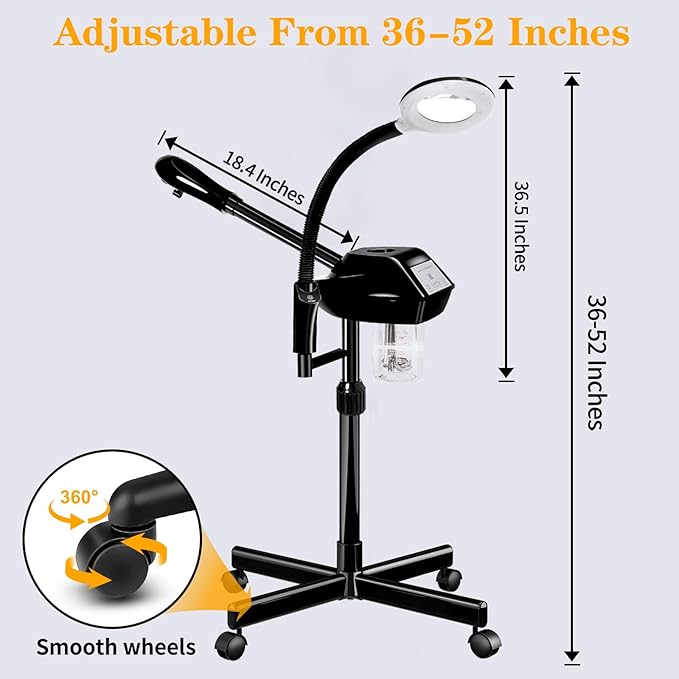 Professional Facial Steamer, 2 in 1 Ozone Facial Steamer with 5X Magnifying Lamp, face Steamer Professional, Suitable for Home Use or Beauty Spa Deep Cleansing and Hydration