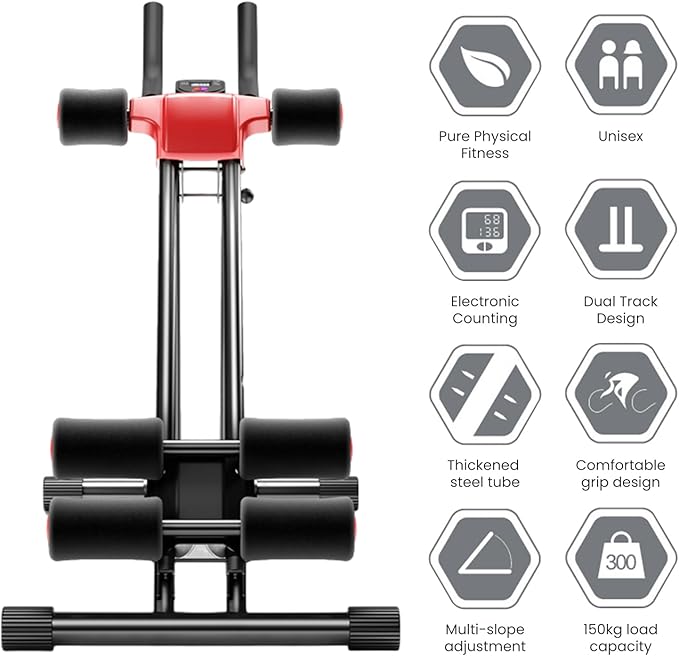 Ab Crunch Coaster,AB Workout Equipment,Multi-Functional Exercise Equipment for Home Gym,Height Adjustable Abs Workout,Full Body Fitness Machine Suitable for Beginner,from USA Fast Arrival