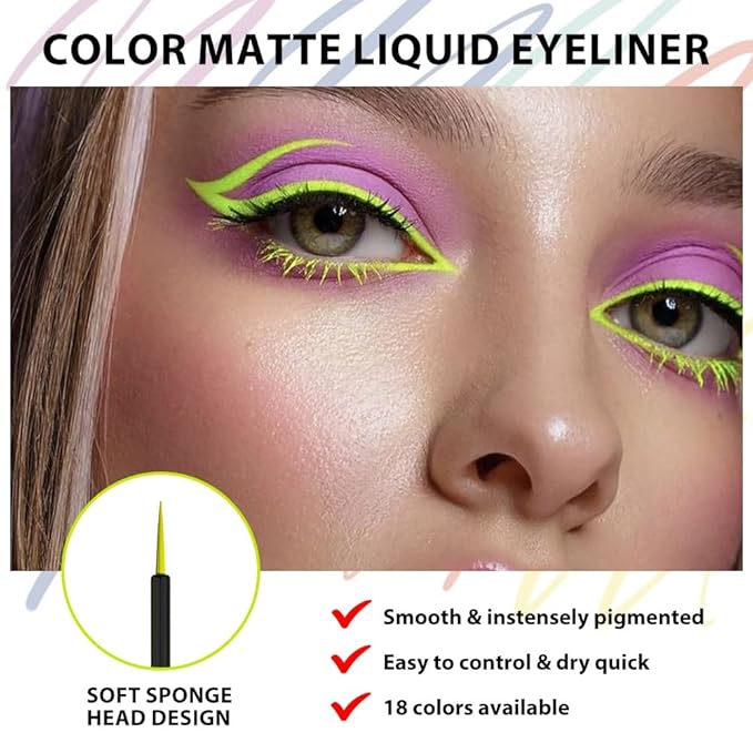evpct 1Pcs Light Green Liquid Eyeliner Waterproof Light Green Eye Liners for Women, Eyes Wing Stamps Shapes Colored Eyeliner delineador de ojos a prueba de agua contra el agua blanco para ojos