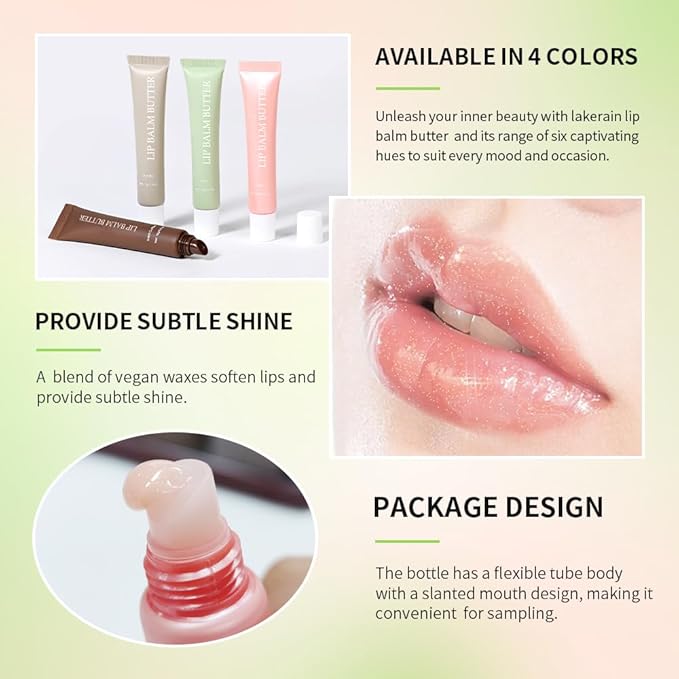 Summer Lip Glossy Butter Lip Balm, Lip Gloss Set, Soothing Lip Skincare, Instant Moisture, Lightweight, Nourish, Hydrate, Moisturizing Tint, Non-Sticky, Long-lasting (Mint, Large)