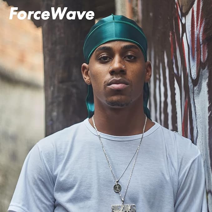 ForceWave 2 Pieces Silky Durag Pack for Men Women Waves, Premium Satin Deluxe Du-rag