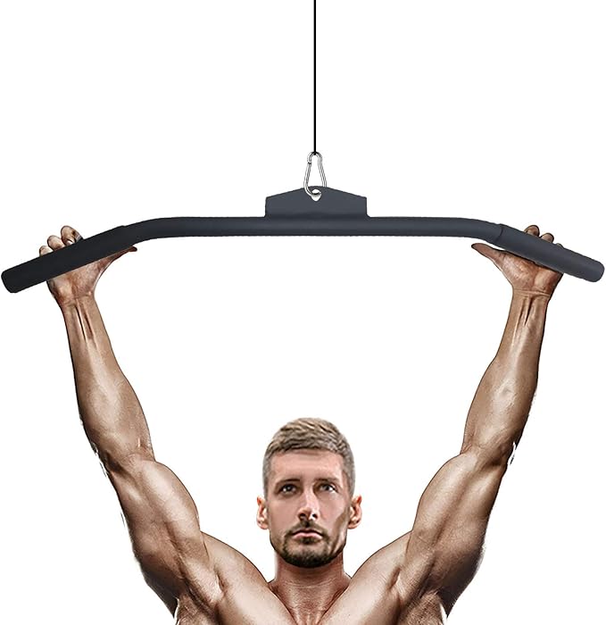 Lat Pulldown Attachments for Cable Machine, 29 Inch Wide Grip Lat Pull down Bar with Non-slip Handle, Lat Bar for Home Gym Tricep Bar Training (K Bar Length 29 Inch)