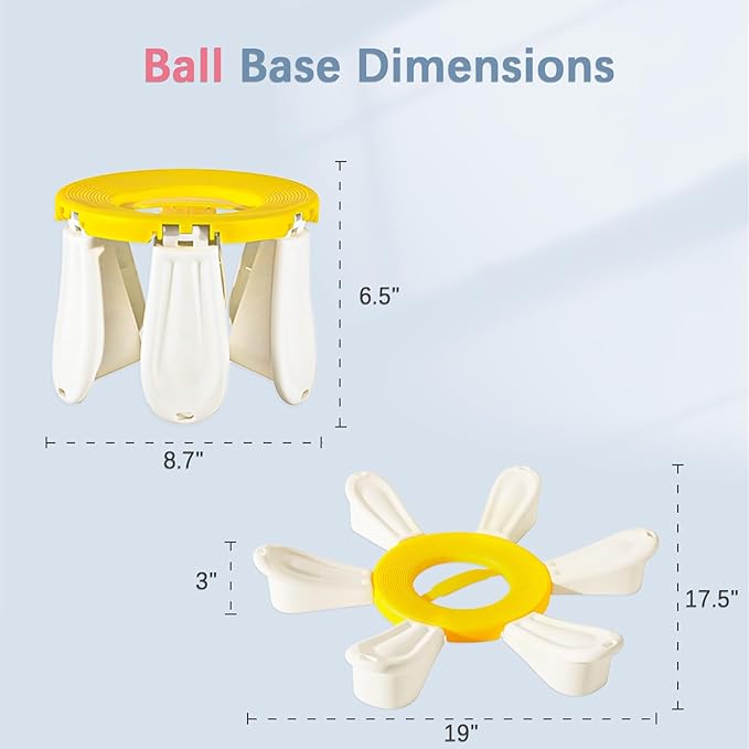 Exercise Ball, Daisy Shaped Yoga Ball Base with Resistance Bands for Stability, Yoga, Balance & Preganancy, Anti-Burst Ball Chair for Office, Home & Gym(65cm/22in)