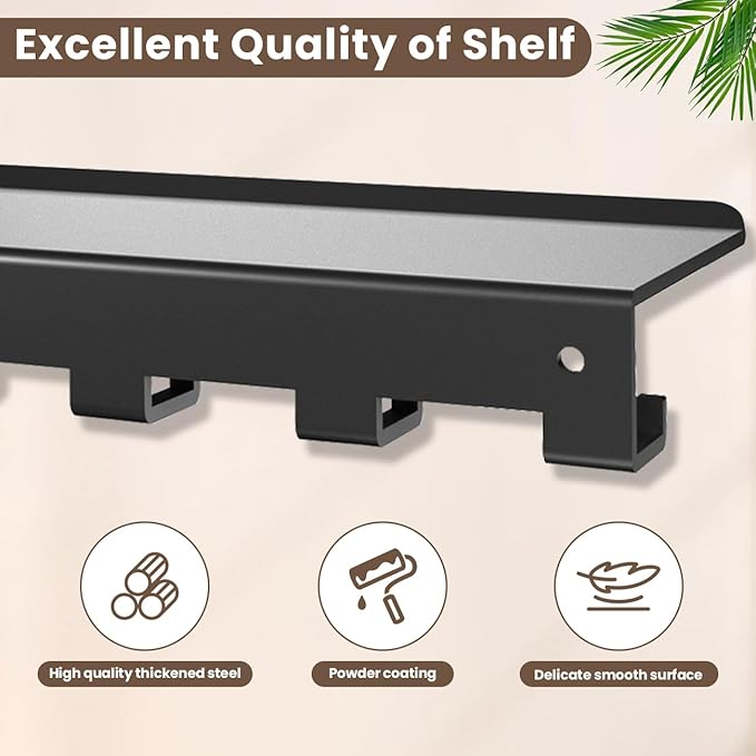 Floating Shelf Organizer Compatible with Tonal Accessories Home Gym Weight wall Storage Equipment Hanger Metal Rack Holder Wall Mount with Hooks T-Lock Adapters Bracket Hanger Workout (Floating Shelf)