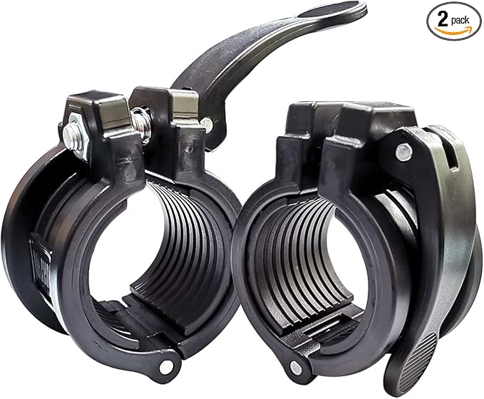 Barbell Clamps 2inch - 2 PCS Adjustable Barbell Clips Quick Release Locking Weight Clips Olympic Barbell Collars (Black 1.8-2inch)