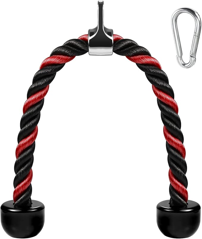 Deluxe Tricep Rope Pull Down Cable, 27 & 36 Inch Rope Length, Easy to Grip & Non-Slip Cable Attachment for Gym Workout Exercise