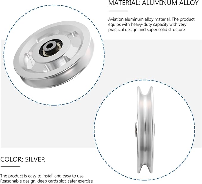 Pulley system for home gym, Aluminum GYM Pulley Wheel Universal Aluminum Alloy Bearing Pulley Wheel for Cable Machine Gym Equipment Part Garage Door