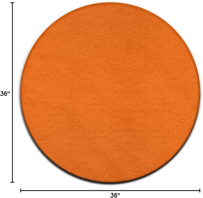 Large Machine Washable Circular Rugs, Home Decor Round Mat for Living Room Sofa Office Compatible with Orange