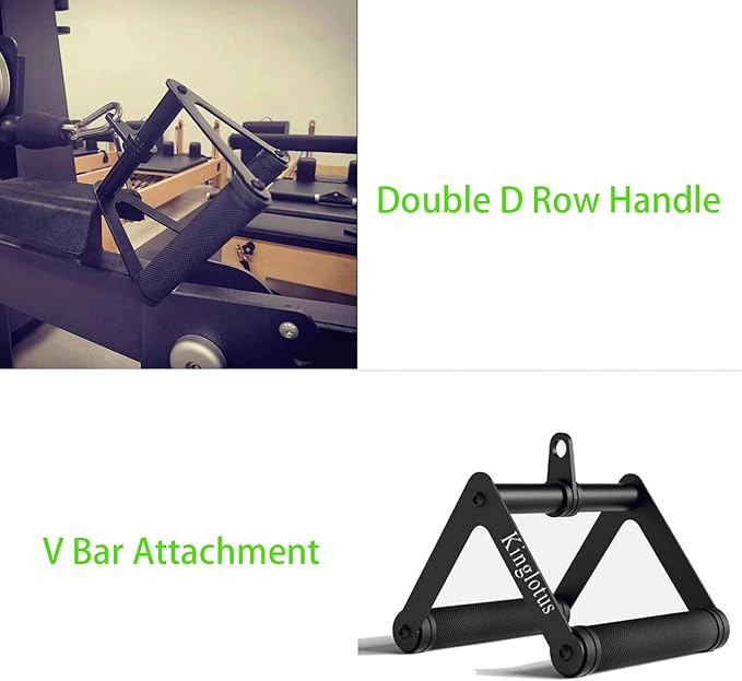 Kinglotus Home Gym Cable Machine Accessory Set:39inch Lat Pull Attachment, Straight Pull Down Bar,V Shaped Bar Triceps Rope Double D Handles. weight machine accessories to enhance your fitness results