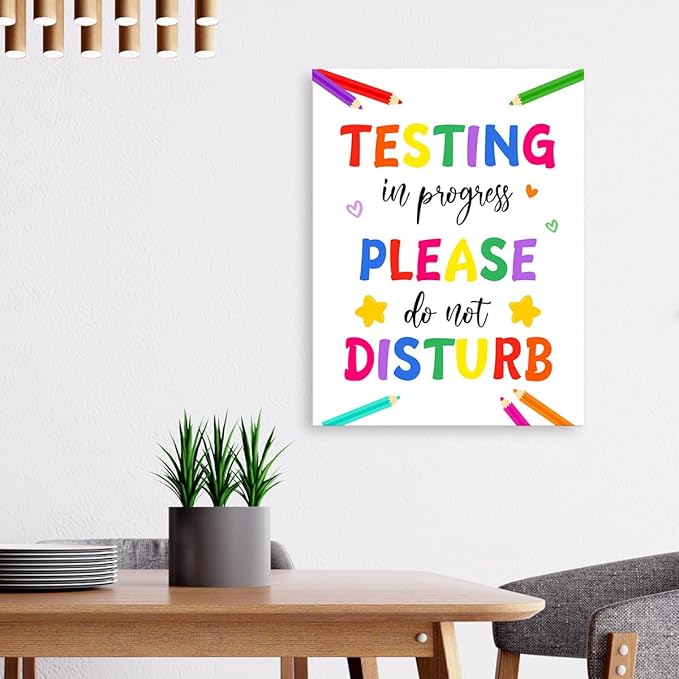 LISTNGBO Mental Health Canvas Wall Art,Testing In Progress Please Do Not Disturb Artwork Painting Prints Poster Ready to Hang for Counselor Therapy Office School Wall Decor Treatment Decor,12x15 Inch