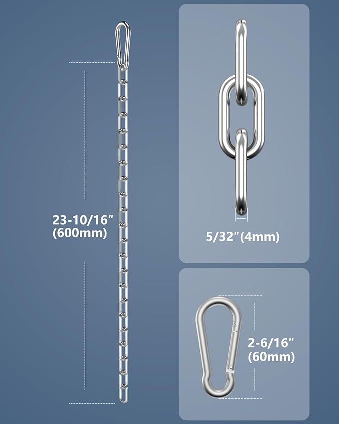 Fitness Extension Chain, 23.6 Inch Gym Weight Lifting Chain Workout Fit for Home Gym, Strength Training, LAT Pull Down - 304 Stainless Steel Cable Machine Extension