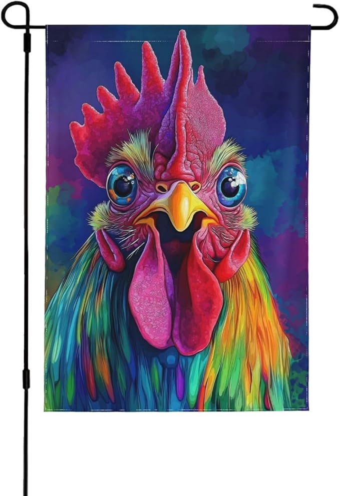 Rooster Garden Flag 12x18 In Double Sided Yard Flags Lawn Sign Decor No Flagstand
