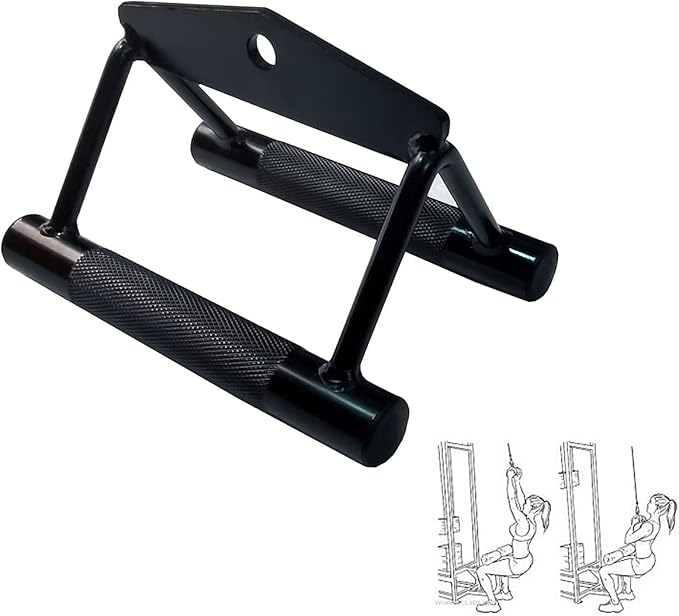 LAT Pull Down Bar, Strength Training Deluxe Single Double D Handle Tricep Rope, V-Shaped Rotating Straight Press Down Bar for Weight Workout, Cable Machine Accessories