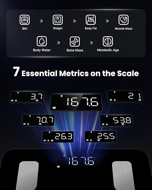 FITINDEX Body Composition Scale for Body Weight, FITINDEX Smart Measuring Tape for Body, Accurate Digital Bluetooth Body Tape Measure for Weight Loss