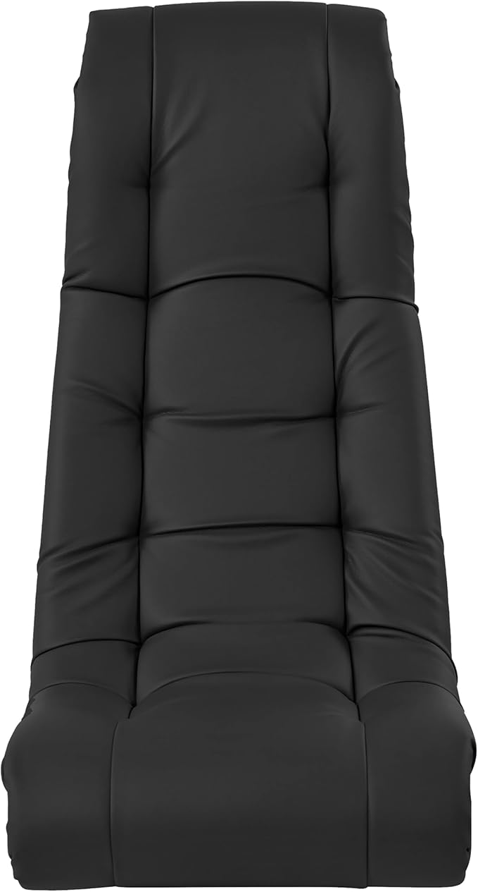 Factory Direct Partners Soft Tufted Floor Rocker - Cushioned Ground Chair for Kids Teens and Adults - Great for Reading, Gaming, Meditating, TV - Black, 10488-BK