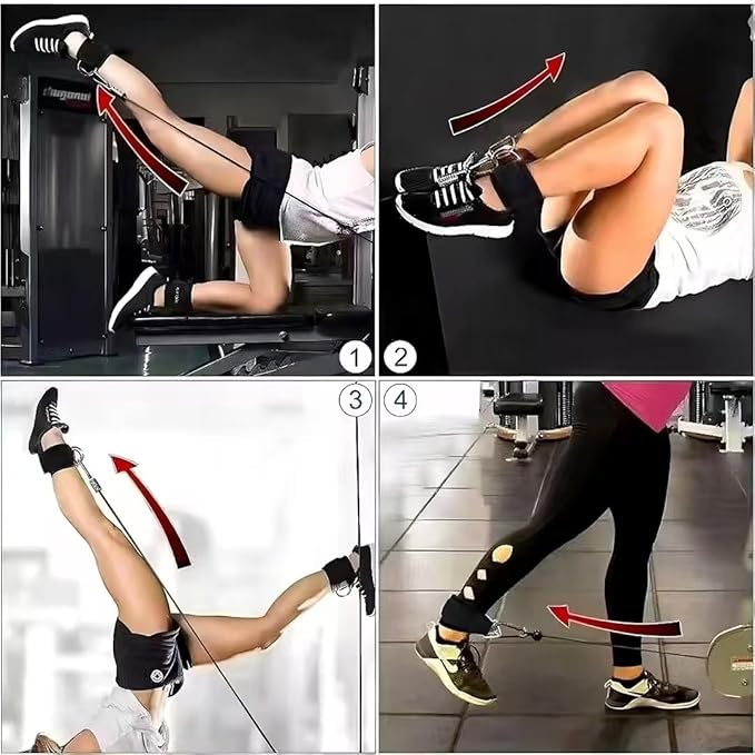 Ankle Straps for Dumbbell and Cable Machine (2-Pack), Dumbbell Foot Attachment with Longer Stronger Nylon Strap, Tibialis Trainer, Leg Extensions, Hamstring Curls for Women and Men