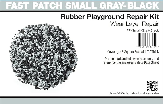 Fast Patch Poured-in-Place Surfacing Repair Kit Fix Rubber Playground (Gray/Black, Small)