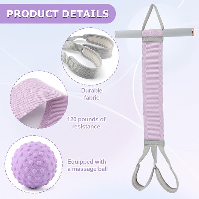Fabric Resistance Band with Handles, Full-Body Excercise Elastic Bands with Massage Ball Set Pedal Resistance Band for Strength Training, Workout Equipment