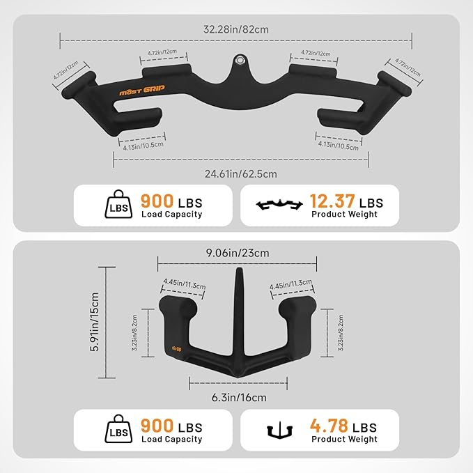 LAT Pull Down Bars Set, Triangular Stability LAT Pulldown Attachments with 8 Ergonomic Handles for Whole Back Training, Non-Slip Cable Machine Attachment for Gym Home Workout