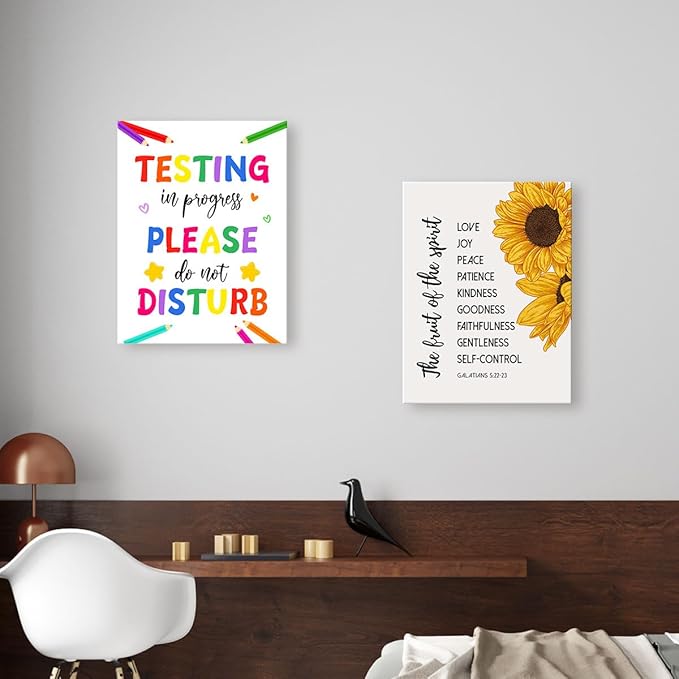 LISTNGBO Mental Health Canvas Wall Art,Testing In Progress Please Do Not Disturb Artwork Painting Prints Poster Ready to Hang for Counselor Therapy Office School Wall Decor Treatment Decor,12x15 Inch