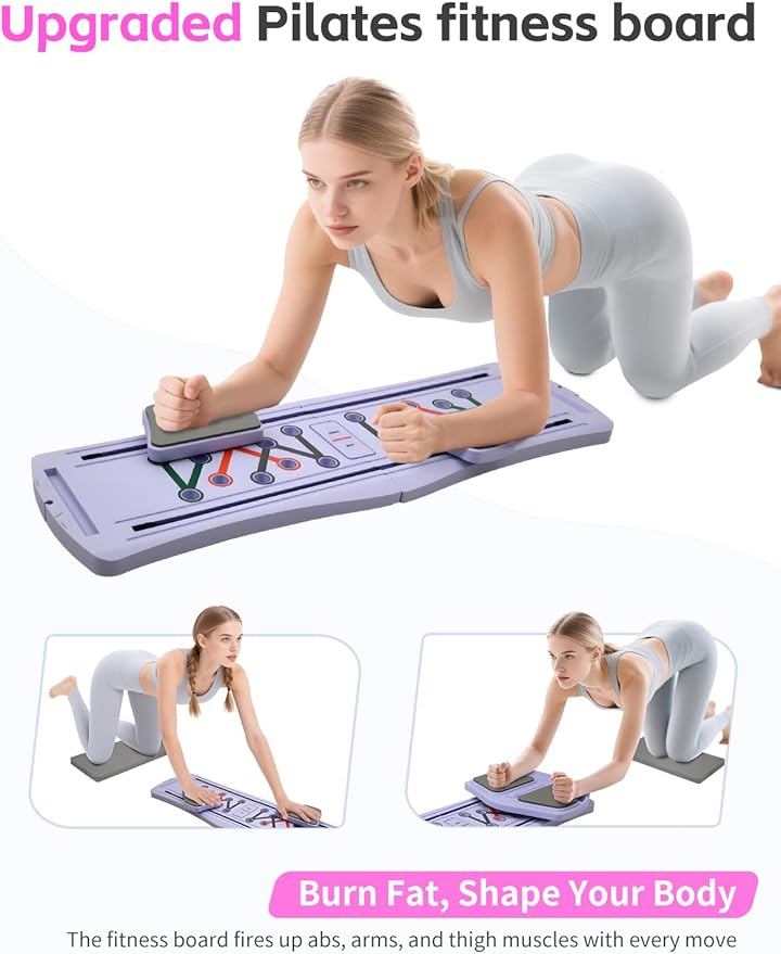 Pilates Board,Pilates Reformer Sets, Multifunctional Abdominal Pilates Board for Home Workout,Fitness Equipment, Portable Foldable Ab Board Trainer Pilates Exercise Machine for Women