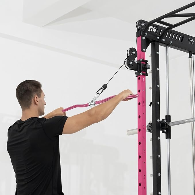 RitFit 38.6'' W-Shaped LAT Pulldown Bar, Aluminum Alloy Cable Machine Attachment with Full Rotation for Gym, Strength Training, Workouts