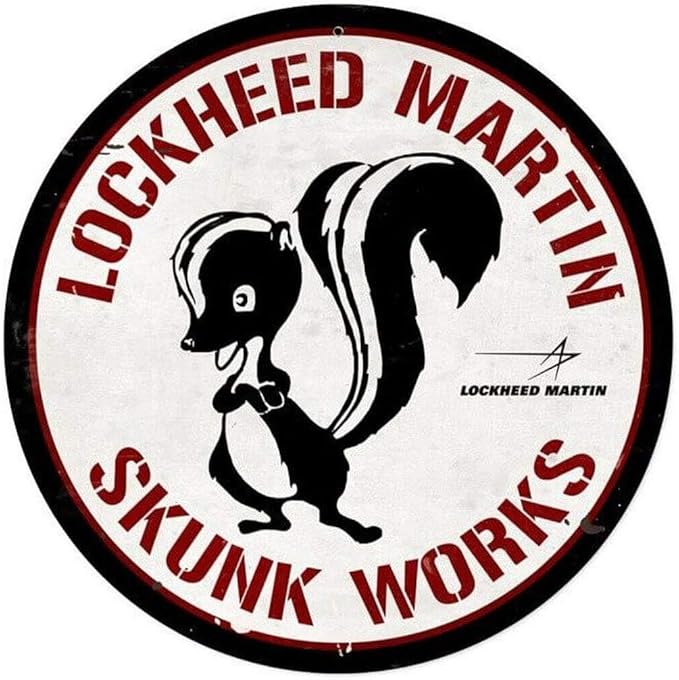 Lockheed Martin Skunk Works Round Retro Metal Sign Wall Art Decor 20.32 x 20.32 cm