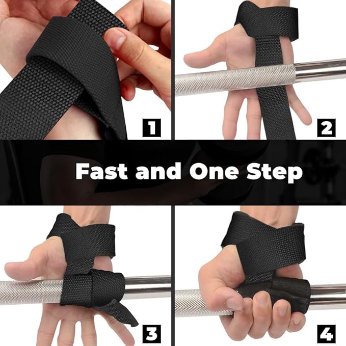 WSAKOUE Lifting Straps, Weightlifting Straps, Deadlift Straps with Padded Neoprene for Power Lifting, Bodybuilding, Gym Workout, Strength Training & Fitness Workout, Resistance