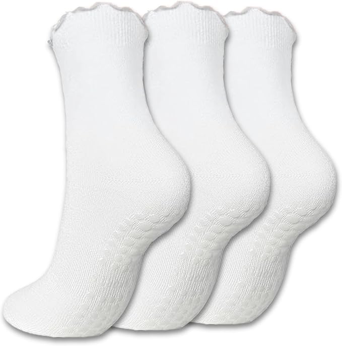 3/6 Pairs Cute Pilates Socks with Grips,Yoga Socks Barre Sock Non Slip Embroidery for Barre Ballet Barefoot Workout