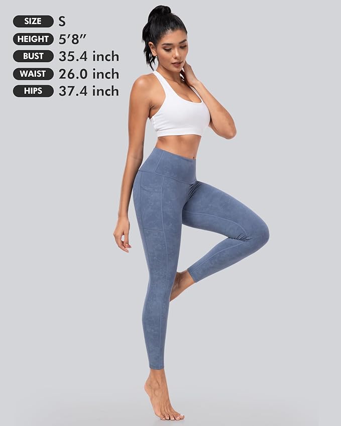 CHRLEISURE Leggings with Pockets for Women, High Waisted Tummy Control Workout Yoga Pants