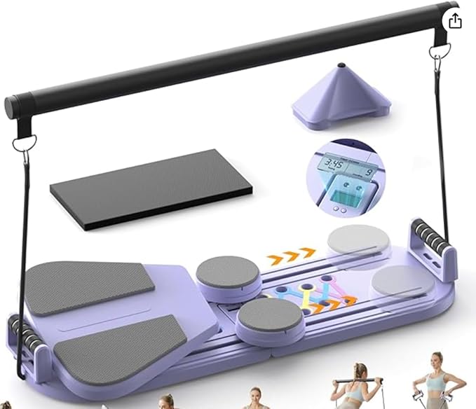 BAM Athletica Pilates Board & Reformer for Home Workouts | A Adjustable & Foldable Pilates Reformer & Board for Women, Full Body Toning, Core Strength & Abs | All-in-One Pilates Machine for Beginners