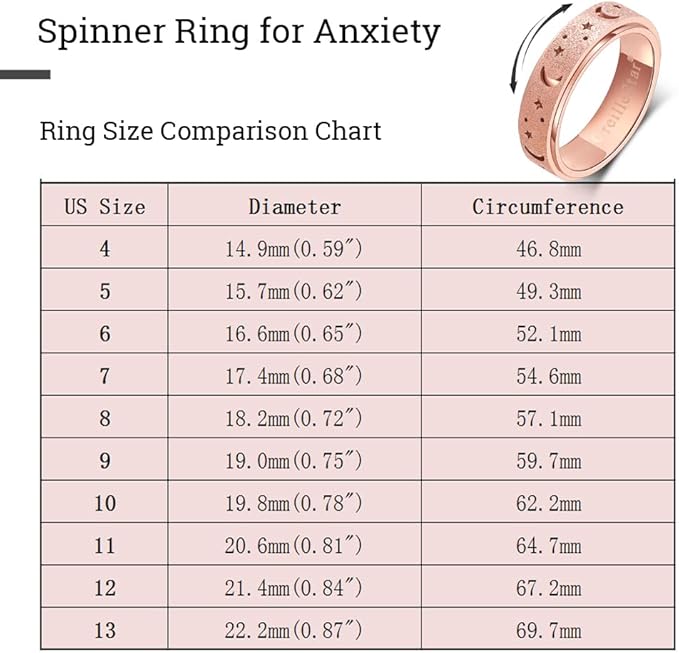Anxiety Ring for Women Spinner Ring Fidget Ring Fidget Toys Adults Stainless Steel Spinner Rings for Anxiety Fidget Rings for Women Anxiety Fidget Ring Rose Gold Size 8