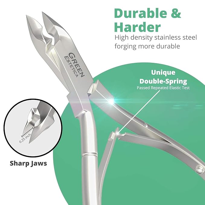 Professional Cuticle Trimmer Nail Cuticle Cutter Stainless Steel Cuticle Nippers with Sharp Blades of Cuticle Remover Clippers Manicure Tools Double Spring - Pedicure Nail Tools (Silve - 4 Pack)