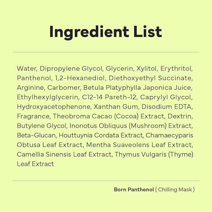 SAM'U Born Panthenol Chilling Mask – Soothing & Cooling Korean Facial Sheet Mask with Birch Sap & Xylitol for Deep Hydration – Vegan Korean Glass Skin Care Face Mask (5 Sheets)