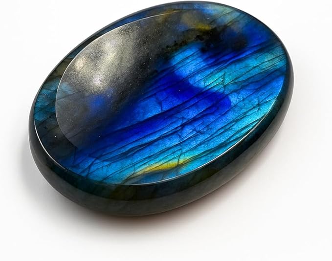 Labradorite Worry Stones – Crystal Thumb Worry Stone for Anxiety, Stress – Relaxing and Soothing Balance Stones for Meditation, Stress Relief – Healing Stones and Crystals for Men and Women