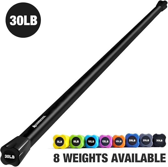 LIONSCOOL Workout Weighted Bar,Padded Exercise Weight Bar, Solid Steel Stretching weighted bar set for Body Sculpting, Physical Therapy,Body Toning