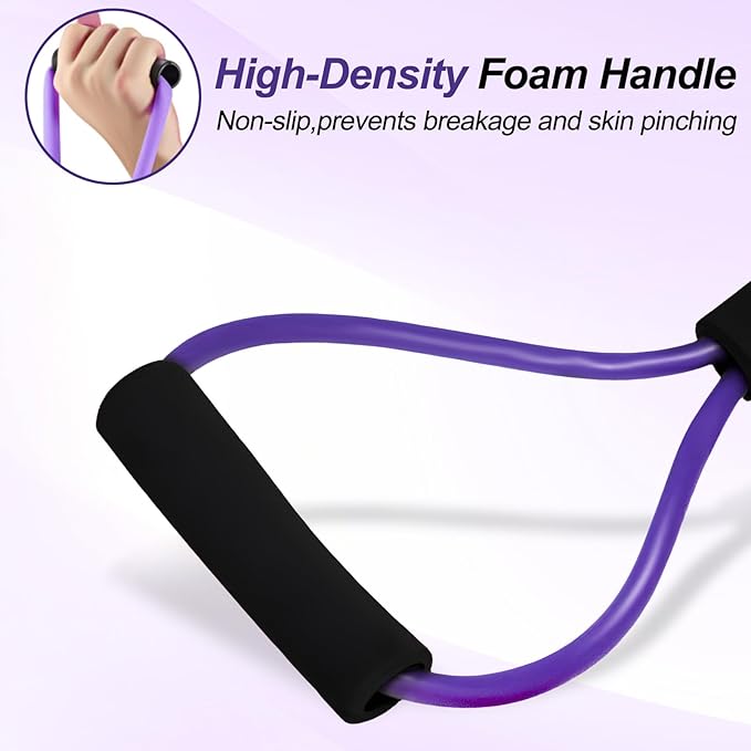Figure 8 Fitness Resistance Bands with Handles, Exercise Elastic Bands for Women Arm Shoulder Back Leg Chest Stretch, Workout Equipment for Yoga, Pilates, Physical, Therapy, Home Gym Fitness, 3 Pack