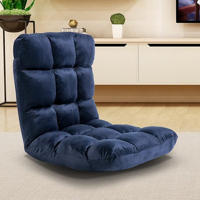 FLOGUOR Indoor 5-Position Adjustable Floor Chair with Back Support Folding Padded Gaming Sofa Chair, Lounge Chair for Adults Video Gaming, Perfect for Meditation, Reading QL050-NA