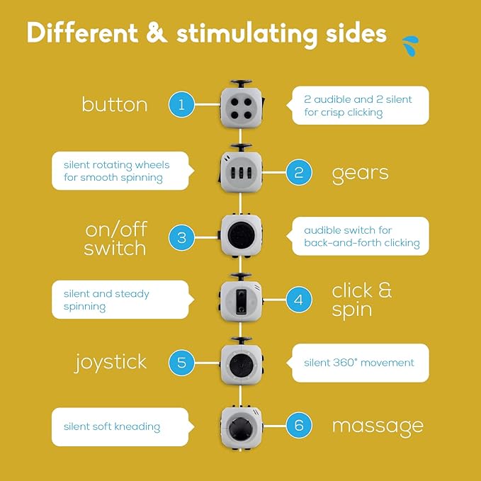 PILPOC theFube Fidget Cube, 6-Sided Stress Relief Infinity Cube for Adults & Kids, Boosts Concentration, Mindfulness Aid, Silent & Audible Modes, Includes Carry Case for Portability (Midnight-Rose)