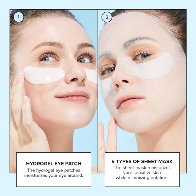 I DEW CARE Glass Skin Facial Sheet Mask Variety Pack – Hot as Sheet | 5 Days Face&Eye Masks Set, Moisturizing Face Masks Skincare, Korean Face Mask, Hydrating Collagen Face Mask, Soothing, 5EA