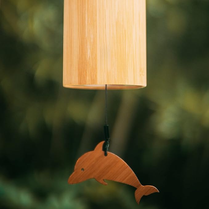 LingTing Bamboo Wind Chimes for Sound Healing, Meditation, Relaxing Emotions,Chord Wind Chimes Hand-Cranked Wind Chimes Unique Decor Gardening Gift for Outdoor Decoration(Dm-Rain), Yellow