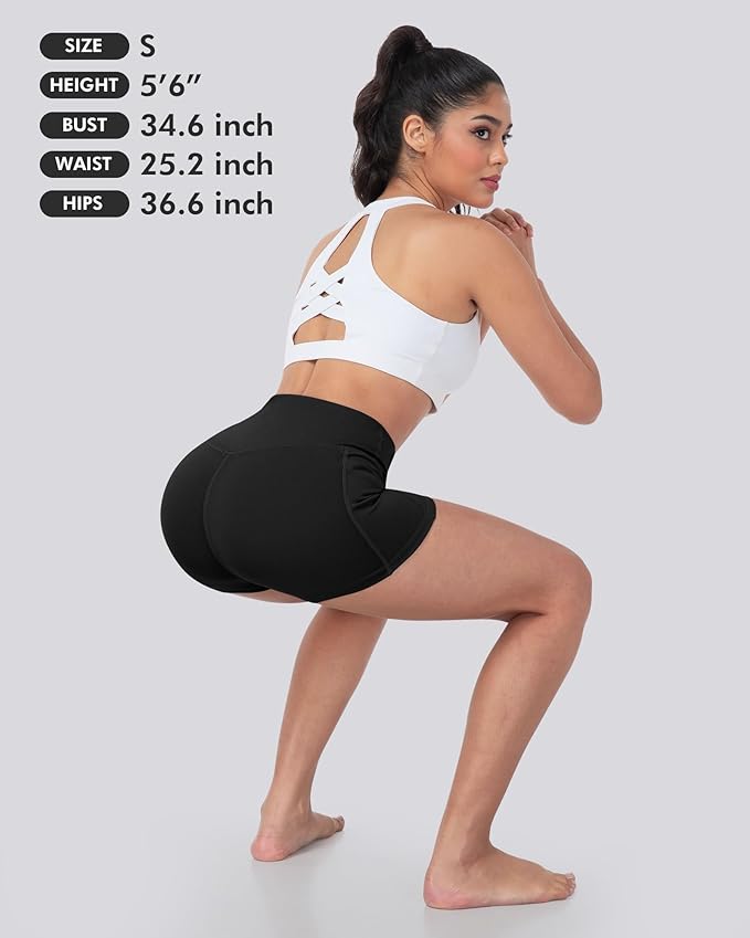 LZYVOO Biker Spandex Shorts Women, High Waisted Tummy Control Workout Yoga Shorts with Pockets