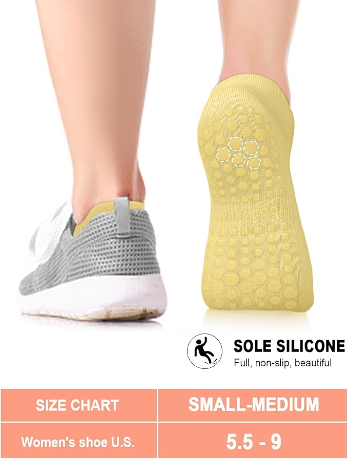 3/6 Pairs Grip Pilates Socks for Women, Non-slip Yoga Athletic Socks for Barre Ballet Barefoot Workout Hospital