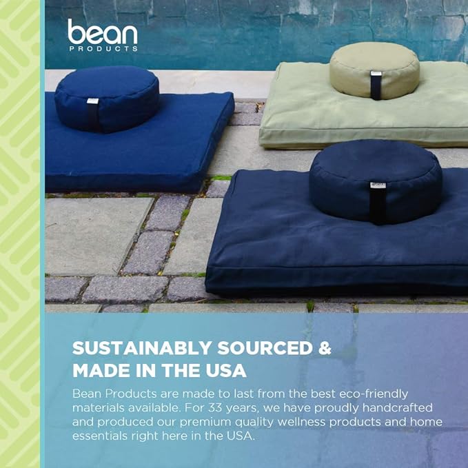 Meditation Cushion Mat Set HEMP - Round Zafu Floor Pillow Organic Buckwheat Pillow + Cotton Filled Zabuton Prayer Pad - Meditation Pillow Yoga Knee Pad - Made in USA - 14" Round, BLACK Hemp