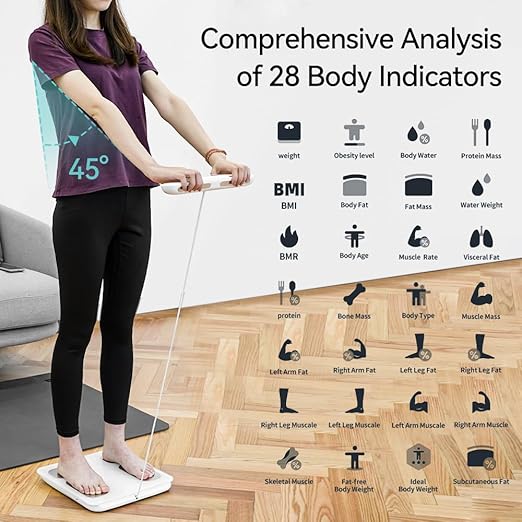 Fitdays Smart Body Fat Scale | Advanced 8-Electrode Technology for BMI/20+ Body Metrics | Full-Color LED & High Precision | Bathroom Weight Scale for Fitness/Weight Loss (FG2015ULB-Black)