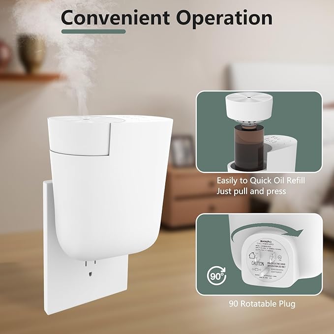 2025 Waterless Plug in Wall Diffuser, Mini Home Fragrance Diffuser for Large Room 1,000 Sq.ft Coverage, Wireless Portable Aromatherapy Set - Included 100ml Oil and Replacement Bottle