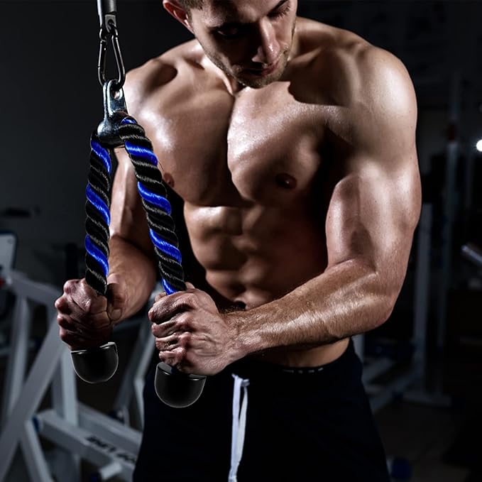 Deluxe Tricep Rope Pull Down Cable, 27 & 36 Inch Rope Length, Easy to Grip & Non-Slip Cable Attachment for Gym Workout Exercise