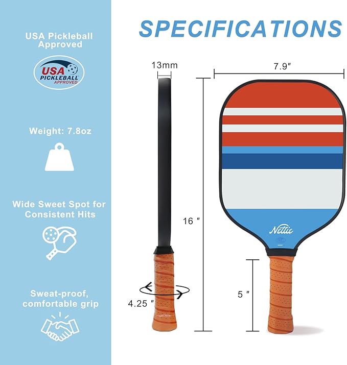 Pickleball Paddles, Carbon Fiber Pickleball Paddles Set of 1/2/4, USAPA Approved 13mm Polymer Core Pickleball Set for Intermediate, Stylish Pickleball Gifts