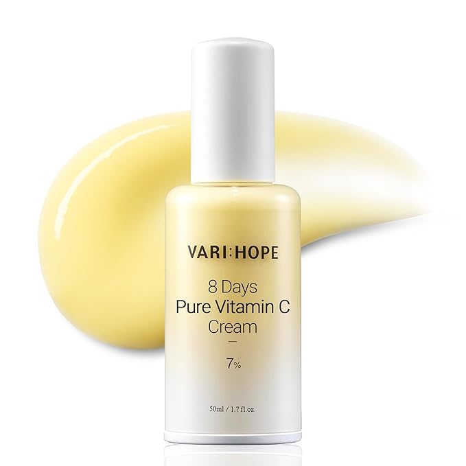 8 Days Pure Vitamin C Cream (1.7fl oz) - Korean Moisturizer for Radiant Skin. Deep Hydration, Glow, Nourishment. Stabilized Vitamin C, Kakadu Plum, Beta-Glucan.